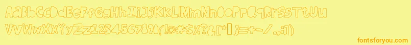 Dufusdoodle-Schriftart – Orangefarbene Schriften auf gelbem Hintergrund