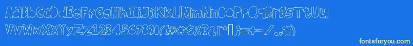 Dufusdoodle-Schriftart – Gelbe Schriften auf blauem Hintergrund