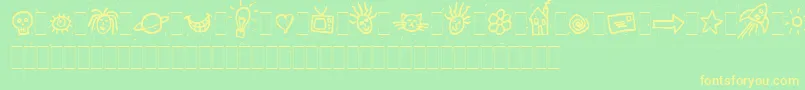 ChipperAltsLetPlain.1.0-fontti – keltaiset fontit vihreällä taustalla