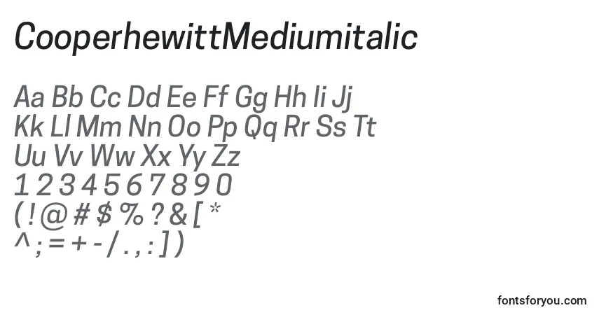 Шрифт CooperhewittMediumitalic – алфавит, цифры, специальные символы