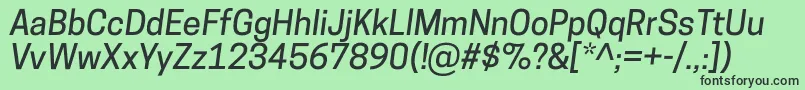Шрифт CooperhewittMediumitalic – чёрные шрифты на зелёном фоне