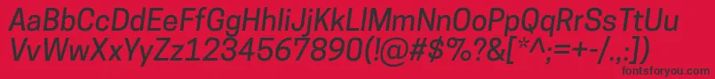 フォントCooperhewittMediumitalic – 赤い背景に黒い文字