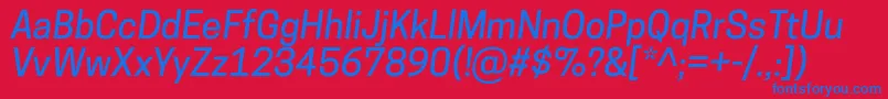 フォントCooperhewittMediumitalic – 赤い背景に青い文字