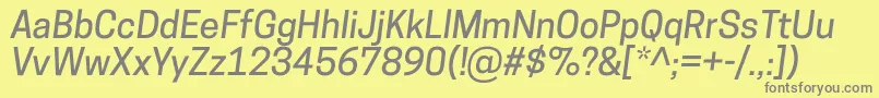 CooperhewittMediumitalic-Schriftart – Graue Schriften auf gelbem Hintergrund