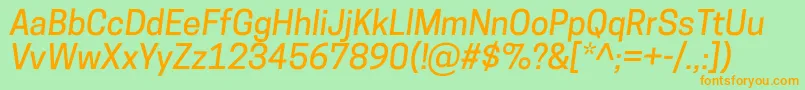 Fonte CooperhewittMediumitalic – fontes laranjas em um fundo verde