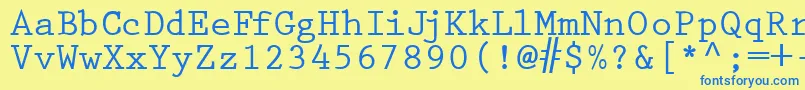 PrestigetwoBold-Schriftart – Blaue Schriften auf gelbem Hintergrund