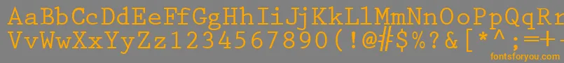 フォントPrestigetwoBold – オレンジの文字は灰色の背景にあります。