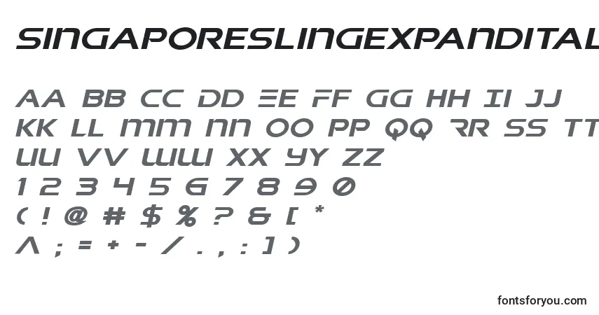 Шрифт Singaporeslingexpandital – алфавит, цифры, специальные символы