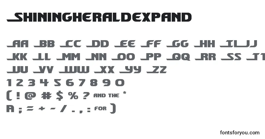 Schriftart Shiningheraldexpand – Alphabet, Zahlen, spezielle Symbole