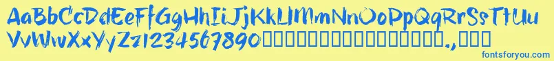 HillbellyTrial Font – Blue Fonts on Yellow Background