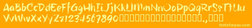 HillbellyTrial-Schriftart – Gelbe Schriften auf orangefarbenem Hintergrund