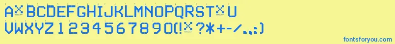 フォントSeriesa ffy – 青い文字が黄色の背景にあります。