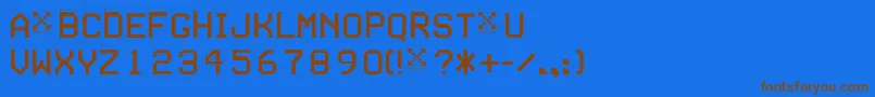 フォントSeriesa ffy – 茶色の文字が青い背景にあります。