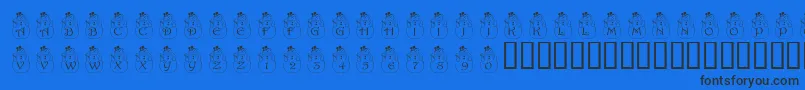 PfSnowman2-Schriftart – Schwarze Schriften auf blauem Hintergrund