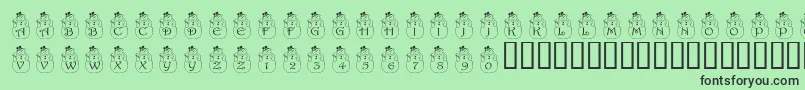 Fonte PfSnowman2 – fontes pretas em um fundo verde
