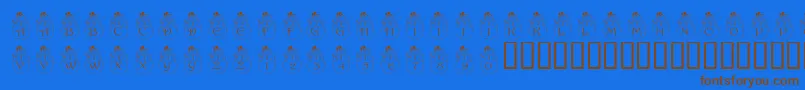 フォントPfSnowman2 – 茶色の文字が青い背景にあります。