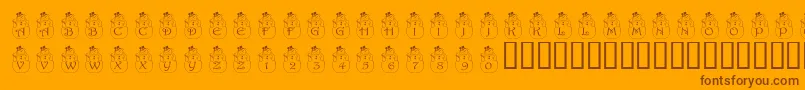 フォントPfSnowman2 – オレンジの背景に茶色のフォント