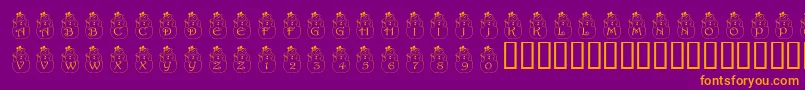 PfSnowman2-fontti – oranssit fontit violetilla taustalla