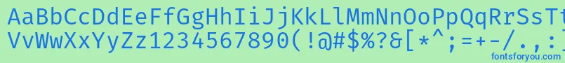 フォントFiramonoRegular – 青い文字は緑の背景です。