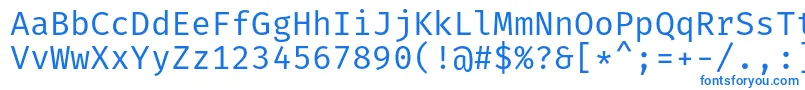 フォントFiramonoRegular – 白い背景に青い文字