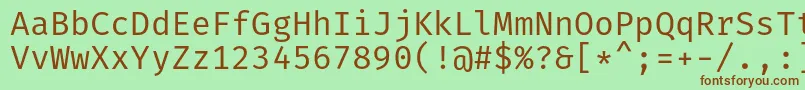 Czcionka FiramonoRegular – brązowe czcionki na zielonym tle