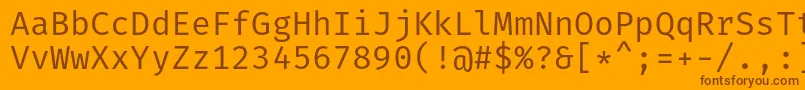 Czcionka FiramonoRegular – brązowe czcionki na pomarańczowym tle