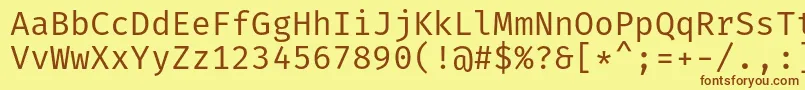 Шрифт FiramonoRegular – коричневые шрифты на жёлтом фоне