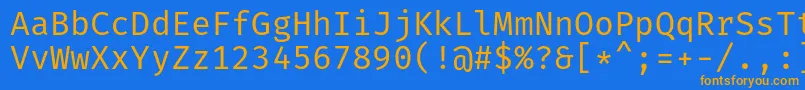 Czcionka FiramonoRegular – pomarańczowe czcionki na niebieskim tle