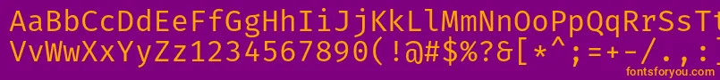 フォントFiramonoRegular – 紫色の背景にオレンジのフォント