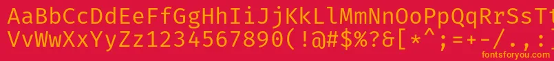 フォントFiramonoRegular – 赤い背景にオレンジの文字