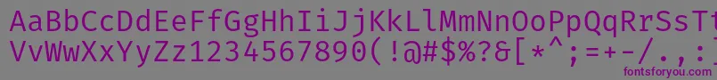 Fonte FiramonoRegular – fontes roxas em um fundo cinza