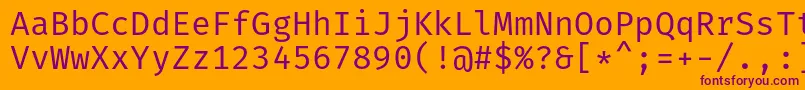 Czcionka FiramonoRegular – fioletowe czcionki na pomarańczowym tle