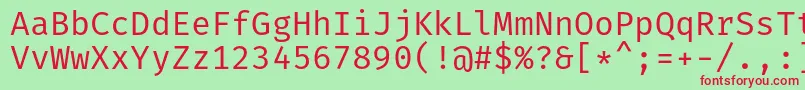 Czcionka FiramonoRegular – czerwone czcionki na zielonym tle