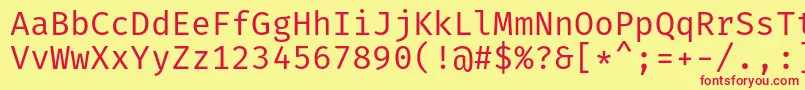 Czcionka FiramonoRegular – czerwone czcionki na żółtym tle