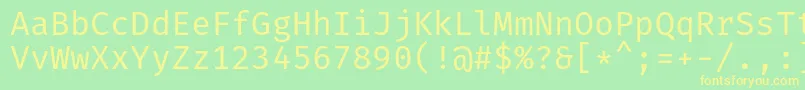 フォントFiramonoRegular – 黄色の文字が緑の背景にあります