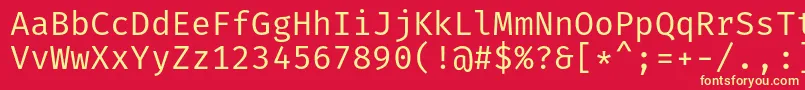 Czcionka FiramonoRegular – żółte czcionki na czerwonym tle