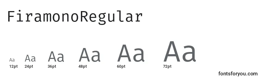 Размеры шрифта FiramonoRegular