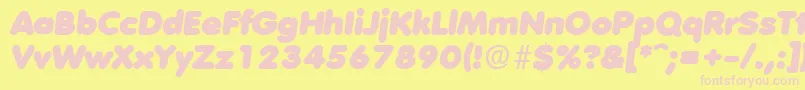 VolkswagenHeavyita Font – Pink Fonts on Yellow Background