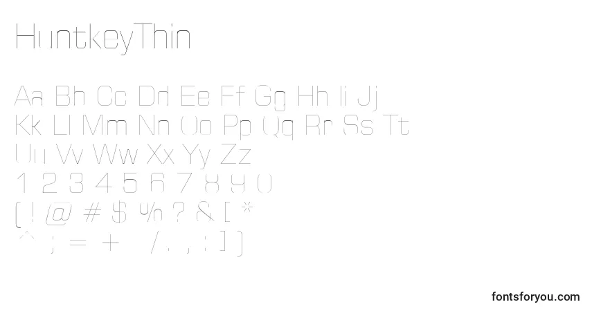 Czcionka HuntkeyThin – alfabet, cyfry, specjalne znaki