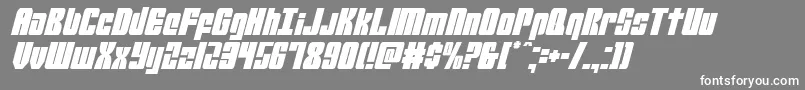 Mobileinfantrycondital-Schriftart – Weiße Schriften auf grauem Hintergrund