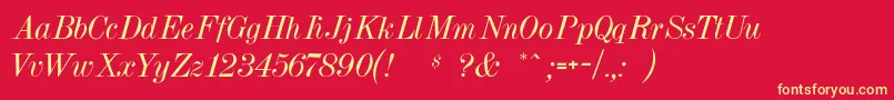 Dubielitalic Font – Yellow Fonts on Red Background