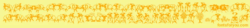 KingthingsSheepishly Font – Orange Fonts on Yellow Background