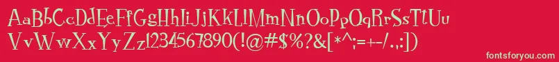 フォントRocknrollTypoRegular – 赤い背景に緑の文字