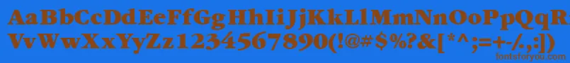 フォントGaramondexblackssk – 茶色の文字が青い背景にあります。