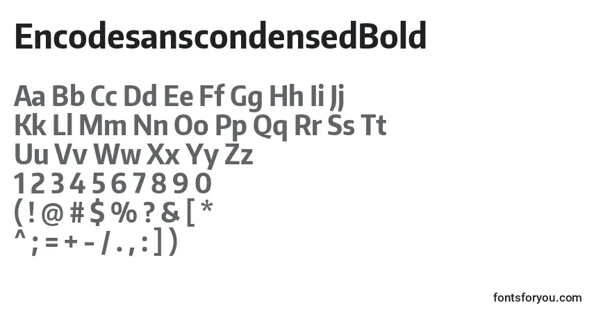 A fonte EncodesanscondensedBold – alfabeto, números, caracteres especiais
