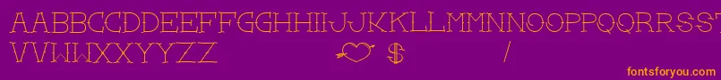 LoveYouMom-Schriftart – Orangefarbene Schriften auf violettem Hintergrund
