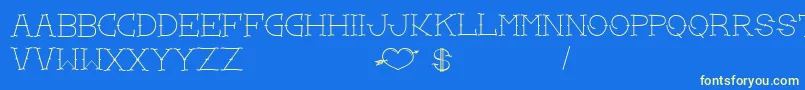フォントLoveYouMom – 黄色の文字、青い背景