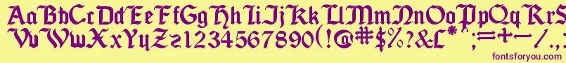 SeagramTfb-fontti – violetit fontit keltaisella taustalla