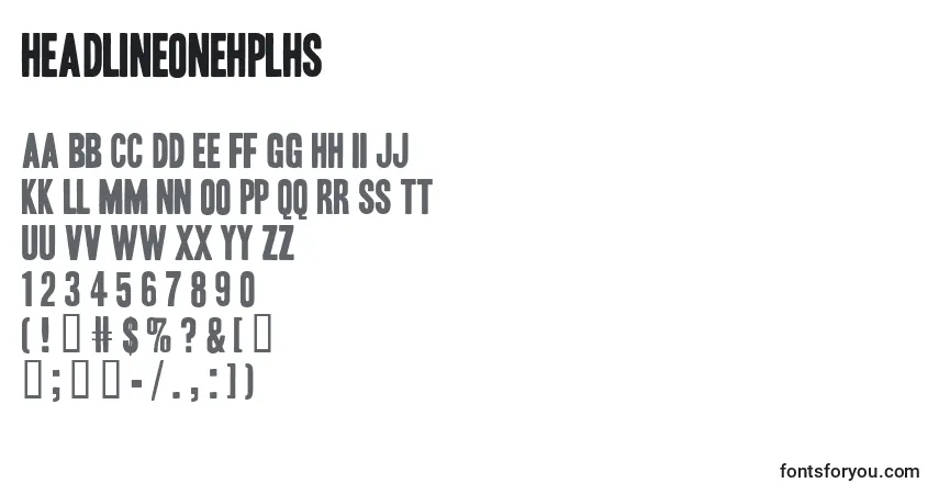 Schriftart HeadlineOneHplhs – Alphabet, Zahlen, spezielle Symbole