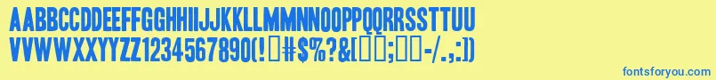 HeadlineOneHplhs Font – Blue Fonts on Yellow Background